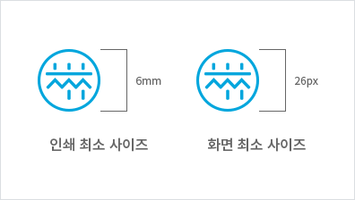 심볼-커뮤니케이션 마크: 최소 사이즈 규정-인쇄 최소 사이즈 세로 6mm, 화면 최소 사이즈 세로 26px